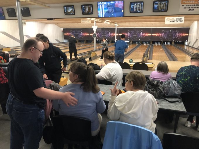 People having fun bowling at Towne Bowl one last time!