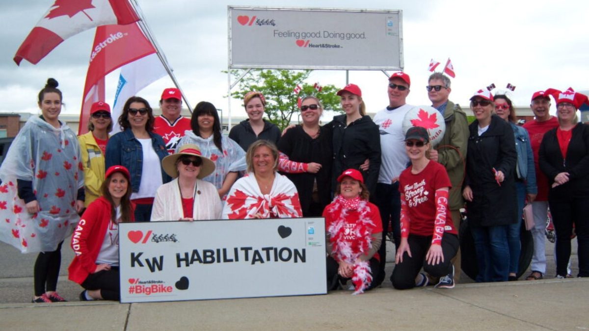 KW Habilitation staff at the Big Bike event for the Heart and Stroke Foundation.